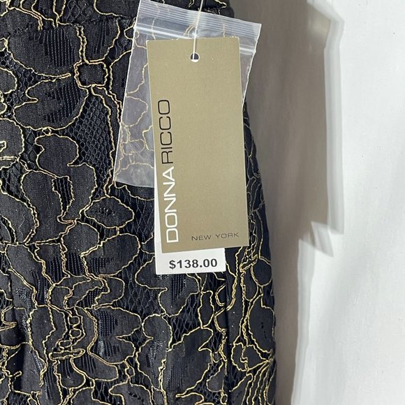NWT Donna Ricco Lace Romper Elegant Black and Gold Size 2 - Picture 8 of 12